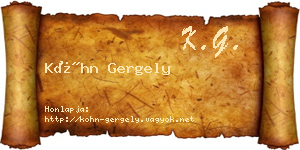 Kóhn Gergely névjegykártya